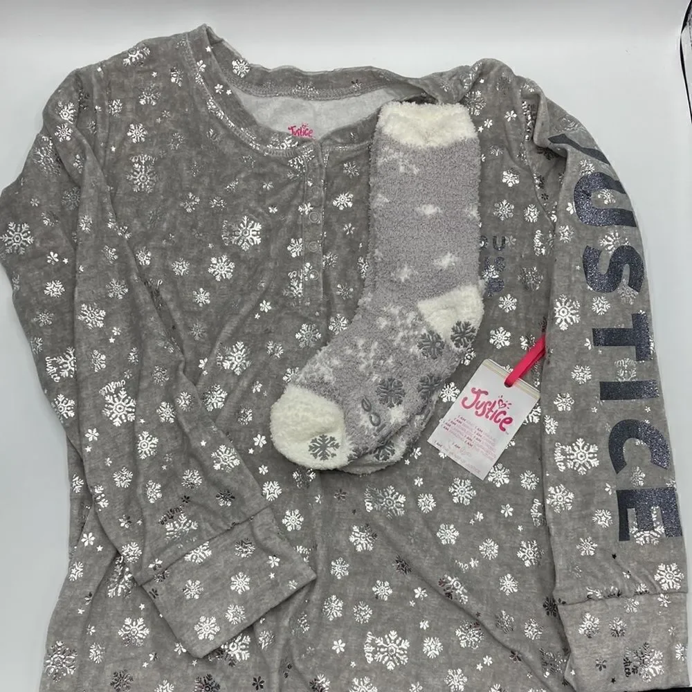 Justice Girls Long Sleeve Henley Pajama Sleep Lounge Shirt Gown Size S 7/8